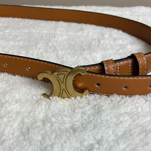 Celine Paris Triomphe Classic Soft Smooth Brown Leather Womens 110 Made In Italy - Picture 2 of 8